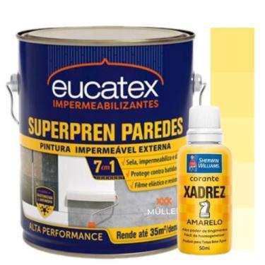 Imagem de Kit Tinta Super Pren Emborrachada Anti Mofo Branca 3,6Kg + Corante Col