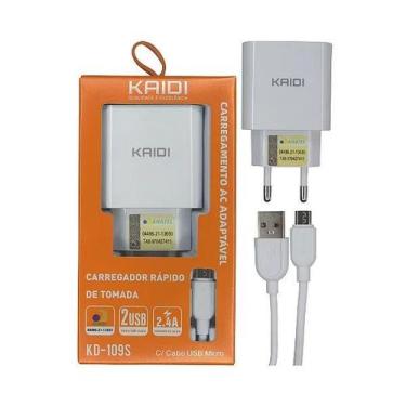 Imagem de Carregador de Parede Micro USB V8 KAIDI KD-301S 2 Saidas 12W
