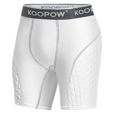Imagem de KOOPOW Short deslizante de beisebol juvenil com bolso para copo para beisebol, futebol, lacrosse, hóquei, Branco, cinza, G