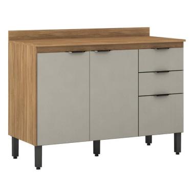Imagem de Balcão Cozinha Firenze com Tampo 120cm e 3 Portas 2 Gavetas