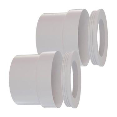 Imagem de Kit 2 Adaptador Saída Vaso Horizontal C/ Anel 100mm Branco - Estrela