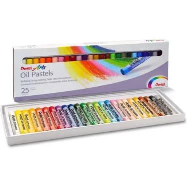 Imagem de Giz Pastel Oleoso Óleo Oil Pentel 25 Cores Uso Artístico