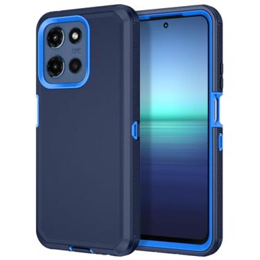 Imagem de I-HONVA Capa para Motorola Moto G 5G 2025 à prova de choque à prova de poeira/queda, 3 camadas, proteção total [sem protetor de tela] Capa resistente para Moto G 5G 2025 de 6,7 polegadas, azul marinho