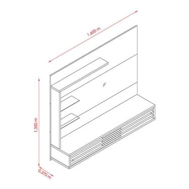 Imagem de Estante Home Theater Suspenso com Aparador e Mesa de Centro Frizz Select Cinamomo Off White – Madetec