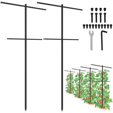 Imagem de HEYTIMI 2 Peças De Estacas Removíveis Para Vinhedo, Conjunto Treliças Framboesa Jardim 7 Pés, Altas Videiras, Suporte Plantas Metal Áreas Externas, Trepadeiras, Vegetais E Frutas