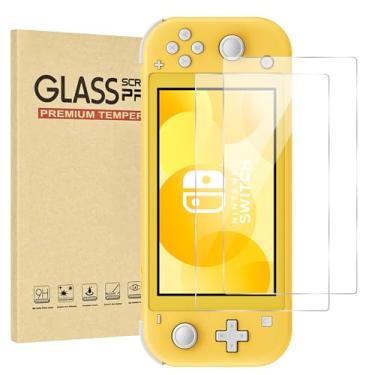 Imagem de Jngnpn Pacote com 2 protetores de tela de vidro temperado para Switch Lite modelo 2019 [5,5 polegadas], transparente HD, antiarranhões, sem bolhas, fácil instalação, dureza 9H, ultrafina