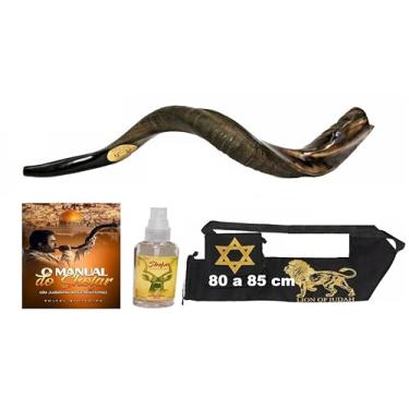 Imagem de Shofar De Chifre Antilope + Livro + Capa - De Israel 80 a 85 cm