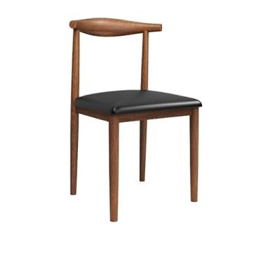 Imagem de Cadeira de jantar ergonômica com acolchoamento confortável e design resistente (nogueira [almofada de couro preto])