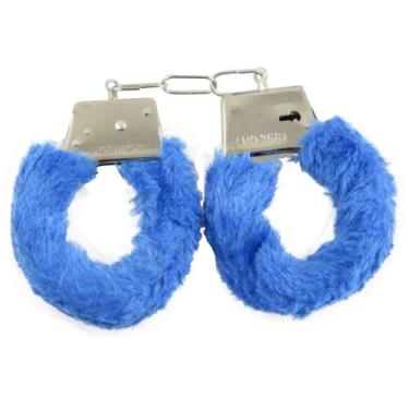 Imagem de Algemas em Metal Com Pelúcia - MEAME, Azul, 15CM