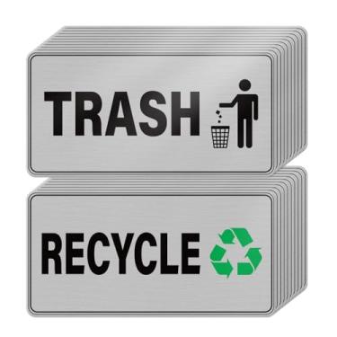 Imagem de YIKIADA Pacote com 20 adesivos para lixeiras recicláveis, 15 x 7 cm, retangular, à prova de intempéries, placa de lixo autoadesiva para lixeiras domésticas e negócios