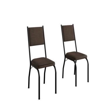 Imagem de Kit com Duas Cadeiras de Cozinha 90cm X 43cm X 34cm Preto/ Madeira Imbuia