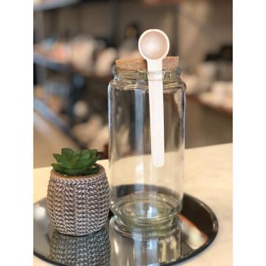 Imagem de Pote Redondo Vidro Tampa De Rolha E Colher De Bambu 1L Lyor