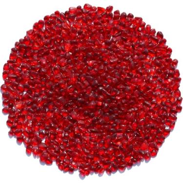 Imagem de QYGL Pedras de vidro marinho - pedras preciosas vermelhas de vidro transparente - perfeitas para pedras de aquário, cascalho de aquário de peixes, enchimentos de vasos, artesanato DIY e decoração de