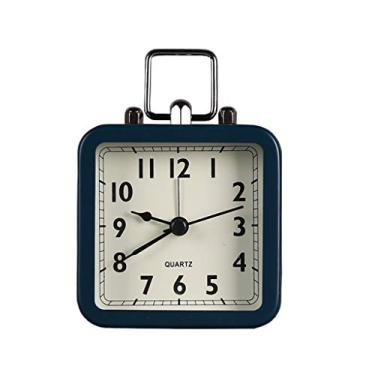Imagem de Despertador criativo despertador retrô silencioso relógio de mão de metal simples despertador com luz cabeceira decoração de casa