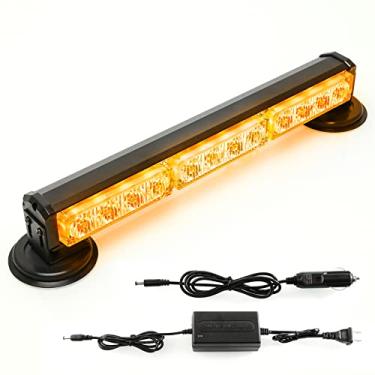 Imagem de BooYu Barra de luzes estroboscópicas de emergência alimentada por bateria de 35,5 cm para caminhão e reboque, recarregável, na estrada, sem fio, para telhado, mini luz de aviso de LED piscante com