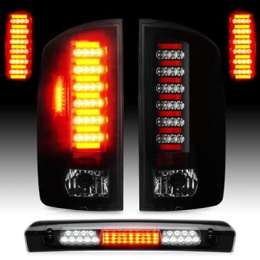 Imagem de Cenfeild Conjunto de luzes traseiras de LED + lâmpada de carga de terceiro terço de freio apto para Dodge Ram 1500 2002-2006, 2500 3500 2003-2006, lente fumada cromada para lanterna traseira, 3 peças