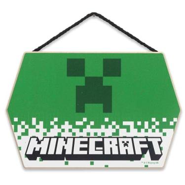Imagem de Minecraft Creeper Face Hanging Wood Wall Decor - Placa divertida de Minecraft para sala de jogos ou quarto