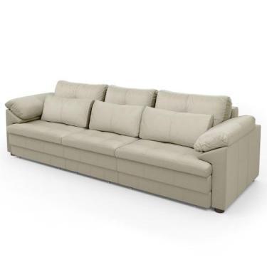 Imagem de Sofá Retrátil 4 Lugares Para Sala 332cm Dijon Couro Creme S07 - Mpozen