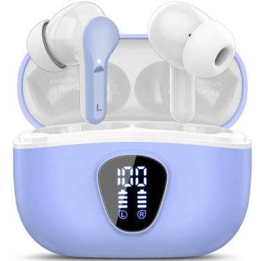 Imagem de Fones de ouvido sem fio BESNOOW Bluetooth 5.4 HiFi Stereo Branco Roxo