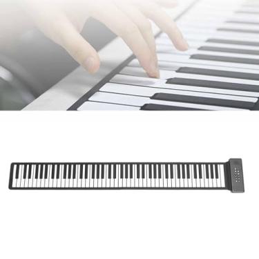Imagem de Piano de Teclado Roll Up, Piano de Rolo Manual de 88 Teclas 128 Tons USB MIDI BT Piano Dobrável Portátil Piano de Viagem Piano de Teclado Portátil Piano Dobrável Com