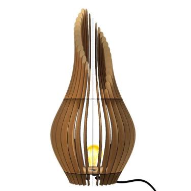 Imagem de Abajur Grande De Chão Andromeda Mdf Luminária Mdf Cru Tamanho Kit Com 2 70x25cm E 85x30cm