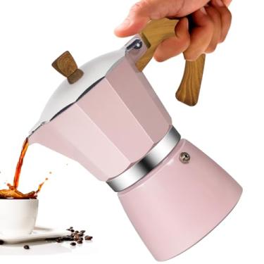 Imagem de Vaolvpant Cafeteira clássica de moka de alumínio com 6 xícaras, 300 ml, cafeteira de 300 ml, cafeteira de mocha, cafeteira Greca, cafeteira para café italiano e cubano, rosa