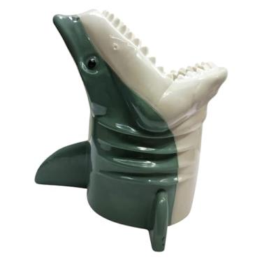 Imagem de WeiLaiKeQi Balde de pipoca de tubarão, suporte portátil para chaves, organizador de alimentos, recipiente de cerâmica, estátua para lareira, casamento