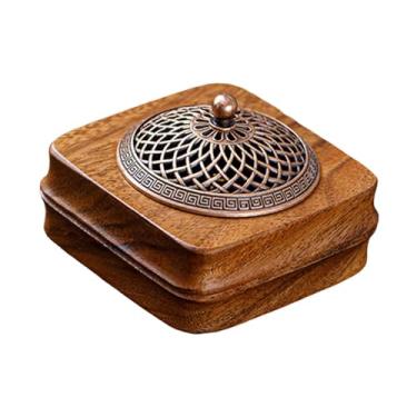 Imagem de XLWLLNJ Queimador de incenso em madeira de, enfeite para mesa, peça central compacta, portátil, fragrância para casa, redondo, para spa, escritório,