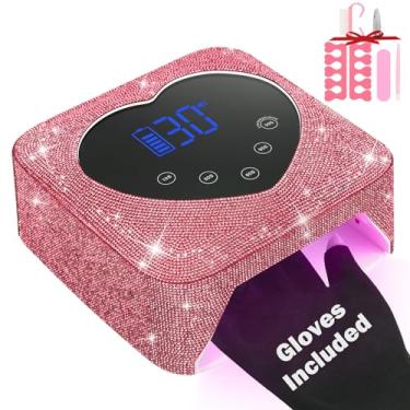 Imagem de ShineCai Lâmpada Led Uv Recarregável Para Unhas, 72 W, Sem Fio, Portátil, Esmalte Em Gel, Secador De Strass Com Luva, Sensor Automático, 5 Temporizadores, 30 Contas, Cura Rápida, Esmaltes Salão Bele