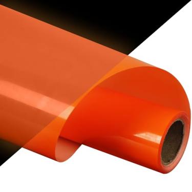 Imagem de guangyintong Rolos De Vinil Com Transferência Térmica Que Brilham No Escuro, 30 Cm X 1,5 M, Laranja Claro Luminoso, Para Camisetas, Elástico Pu, Máquina Corte Htv, Fácil Cortar E Remover