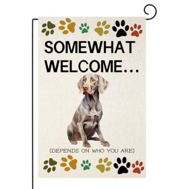 Imagem de TopPacific Weimaraner Yard Flag Funny Dog Garden Flag Somewhat Welcome Vertical Dupla Face Farmhouse Outdoor Yard Decoration 12x18 polegadas (8241)