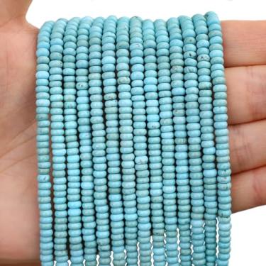 Imagem de BONNY BOXX 150 Peças De Contas Rondelle Turquesa Azul Natural 2*4 Mm, Pedra Disco Ábaco, Espaçador Solto, Preciosa Para Pulseira, Colar, Fabricação Joias Faça Você Mesmo