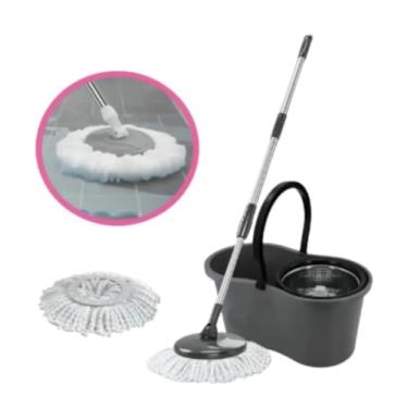 Imagem de Mop Giratório 9L com Balde e Cesto Inox, Preto