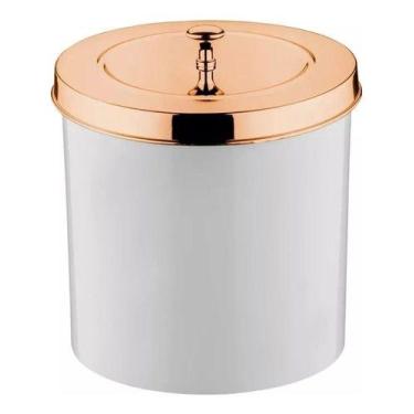 Imagem de Lixeira Com Tampa 5 Litros Branco/rose Gold Future - Future Industria 