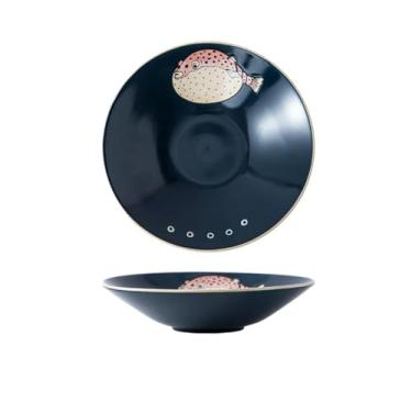 Imagem de Tigela de arroz de cerâmica redonda fresca e fofa estilo japonês - Tigela de chapéu de 23 cm - Golfinho verde