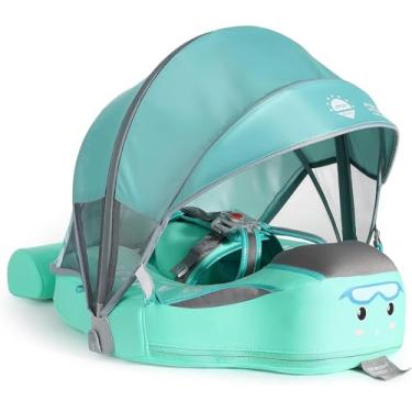 Imagem de Boia Mambobaby 2025, boias de bebê com dossel para bebês de 3 a 24 meses, boias de piscina não infláveis com alça de segurança ajustável e cauda atualizada, anel de natação na cintura para crianças,