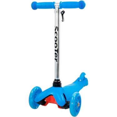 Imagem de Patinete Infantil 3 Rodas com LED, Guidão Ajustável 75cm, Rodas de Silicone, Azul