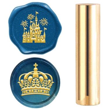 Imagem de CRASPIRE Carimbo de lacre de cera com cabeça de padrão de latão 2 estilos coroa castelo gravado 15 mm mini gravura vintage carimbo de lacre de cera cartão de convite de casamento embalagem de vinho