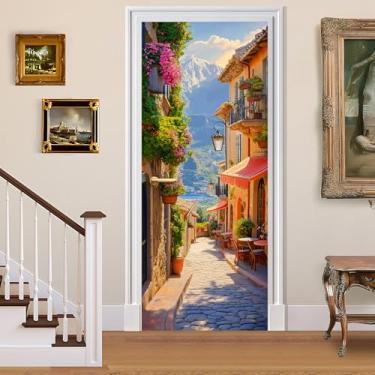 Imagem de BVBOX Adesivos de decalque de porta 3D, murais de parede de vinil autoadesivos, capas decorativas para móveis, decoração de casa, resistente a rugas, à prova d'água