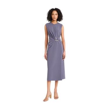 Imagem de Luxely For Maggy London Vestido de coquetel formal feminino sem mangas com decote em V e detalhe na cintura, Pedra cinza, 46