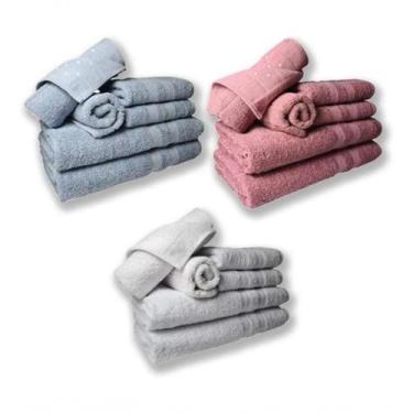 Imagem de Jogo De Toalhas 6 Banhos 6 Rostos 6 Pisos Grossa Az+br+re - Toalhas Be