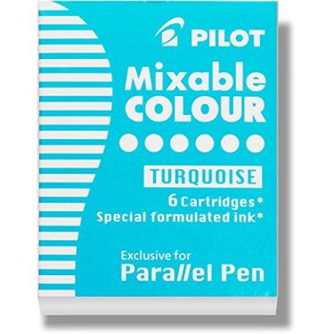Imagem de PILOT Recargas de tinta colorida misturáveis paralelas para canetas de caligrafia, turquesa, pacote com 6 (77311)