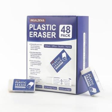 Imagem de Realzeva Borrachas de vinil branco para lápis, borracha de plástico branco, pacote com 48 borrachas de lápis para sala de aula e escola, itens essenciais para sala de aula e borracha de volta às aulas