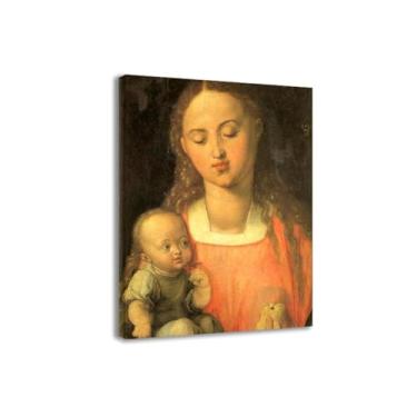 Imagem de Arte de parede famosa, reproduções de pintura a óleo "Madonna and Child", pôster de arte de parede grande moderna em tela, decoração clássica de impressão em tela 40 x 56 cm emoldurada