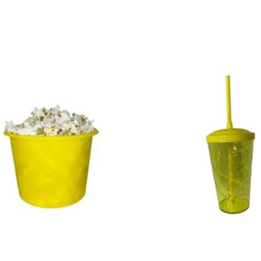 Imagem de Kit Cinema 50 balde 1,5L Pipoca + 50 copos Twister Colorido 400ml (AMARELO)