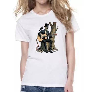 Imagem de Camiseta Baby Look Esqueleto tocando violao - Alearts, M