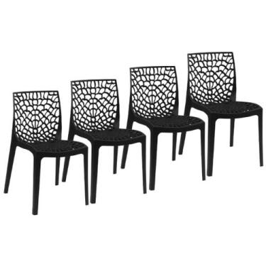 Imagem de Jogo de 4 Cadeiras Gruvyer Gourmet Preta com Encosto Reforçado 80cm - 