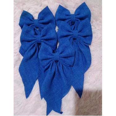 Imagem de Kit 10 Laços Grandes Brancos para Cabelo Presilha Bico de Pato Tecido Leve Confortável (Royal)