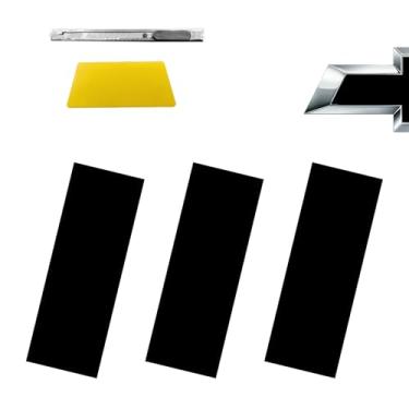 Imagem de GolTHd 3 adesivos de vinil com espátula e cortador, compatíveis com decalques de sobreposição de emblema Chevy de 30 cm x 10 cm, modificação faça você mesmo, decoração universal à prova d'água (preto