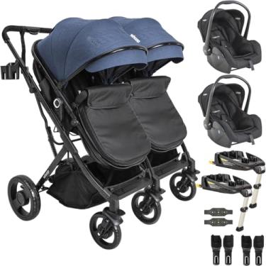 Imagem de Carrinho Kiddo de Gemeos 2 Bebe Conforto 2 Base ISOFIX Vox II Marinho